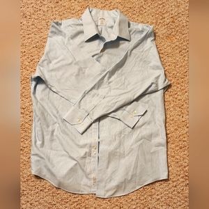 Brooks Brothers Men's White and Blue Striped Shirt Size "18"